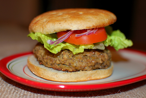 chickpea, cheese and onion veggie burger