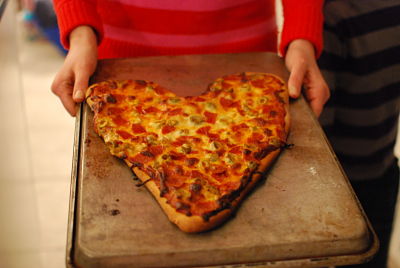 large heart pizza