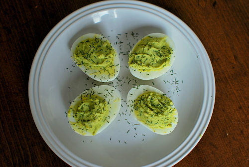 avocado deviled eggs with dill
