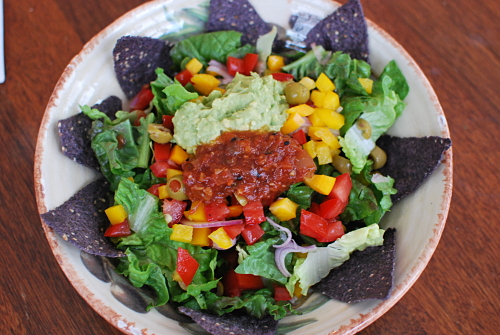 healthy taco salad with lentils