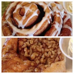 Cinnamon Roll and Sticky Bun from Daily News Cafe in Carlsbad, CA